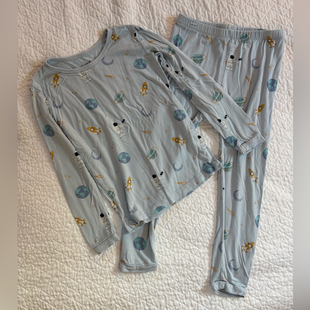 Kyte BABY Rocket and Planet Pajama Set - Light Blue